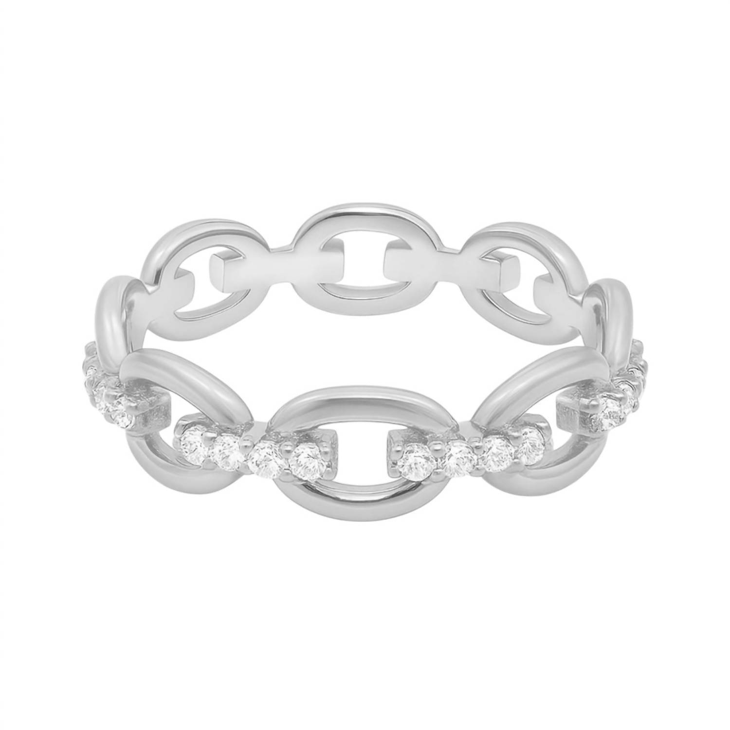New Allyanna Gifts Women's Moissanite Oval Link Band Bracelet In Silver